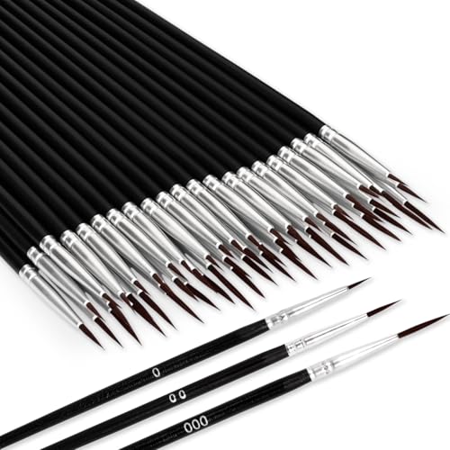 LIGHOON LI1702 Set de 60 pinceles pequeños para pintura con cerdas sintéticas y mango de madera para acuarela, óleo y acrílico