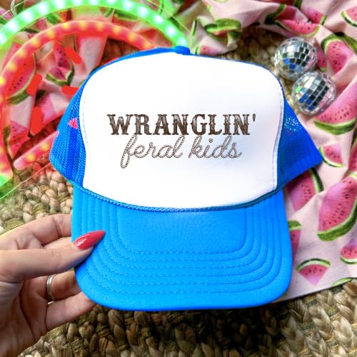 Image of Olive Loves Apple Wranglin' Feral Kids Trucker Hat for Mom and Dad Funny Western Style Cap for Women and Men