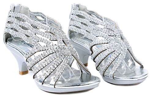Fabulous Angel76 Kids Rhinestone Cut Out Starppy Platform Low Heel Dress Sandals3