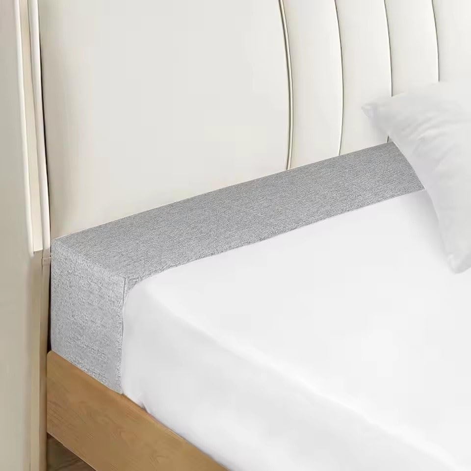 Bed Gap Filler Pillow Double/Single King Size, High-Density Bed Crack Filler with Removable Cover, Mattress Extender for Headboard Gap, Spacer Filler Between Mattress and Wall(Light Grey,200x10x20cm)