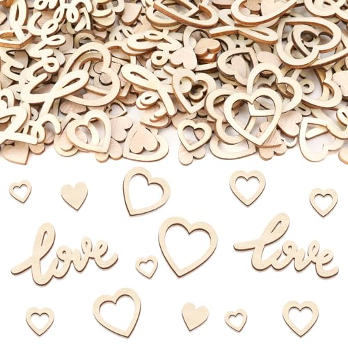 Xialvyu 236 Stück Holzherzen LOVE Brief Konfetti Hochzeit Deko...