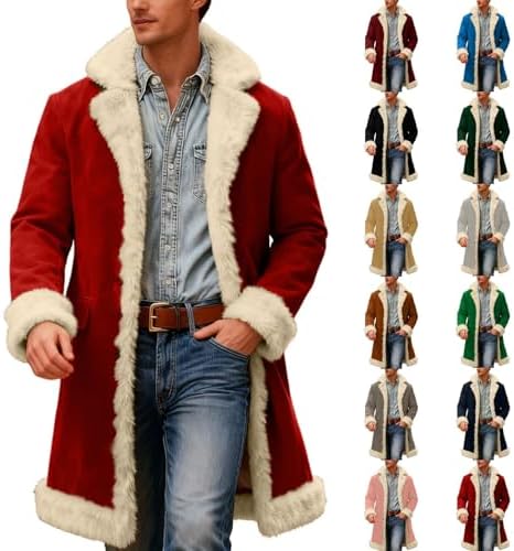 Overcoat For Men Trench Coat Men Western Cowboy Vintage Jacket Winter Long Jackets Retro Plush Collar Outwear