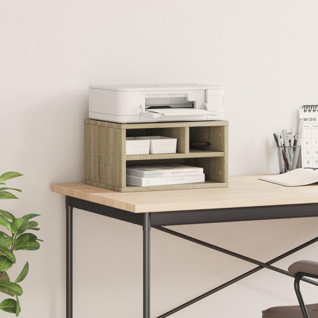 Druckerständer Sonoma-Eiche 40x32x22,5 cm aus Holzwerkstoff, multifunktionaler Büro-Organizer mit viel Stauraum für Drucker, Akten und Bürobedarf, auch als Bücherregal