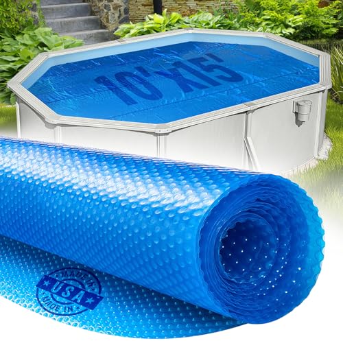 Shop Square 10 x 15 Oval Solar Cover for Inground and Above Ground Pools 8 Mil - Premium Heavy Duty Solar Blanket for Above Ground Pool Blue - Made in USA