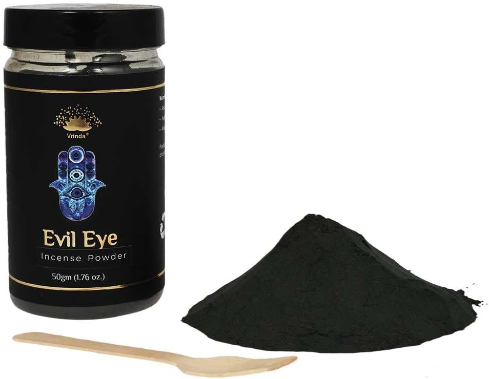 Vrinda® Evil Eye (Black Label) Premium Incense Powder - for All Rituals, 50 gm, Made in India, Smudge Powder, Voodoo, Hoodoo, Pagan & Wiccan