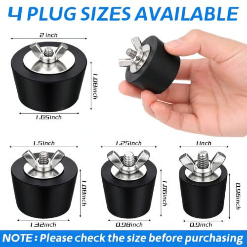 Image of 8 Pack Winterizing Pool Plugs Kit with 2 Skimmer 2 Threaded Plug 1 inch 1.25 inch 1.5 inch 2 inch Rubber Closing Stopper with Tapered Seals for Winter Return Line Cap Above Ground Inground Pools