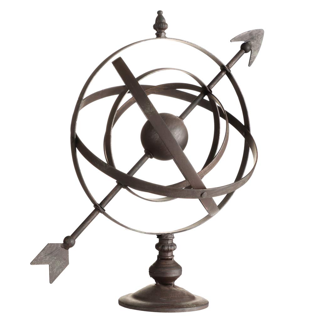 Dibor Armillary Sphere Antique Brown Cast Iron Metal Arrow Globe Sundial Decoration Spring Summer Wedding Anniversary Gardening Gift