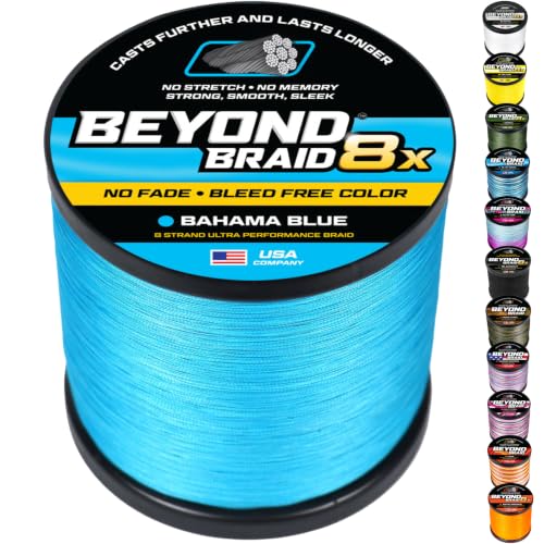 Image of Beyond Braid Braided Fishing Line -Super Strong - Abrasion Resistant - No Stretch -Blue Camo, Moss Camo, White, Green, Pink, Blue, 4 Strand 8 Strand