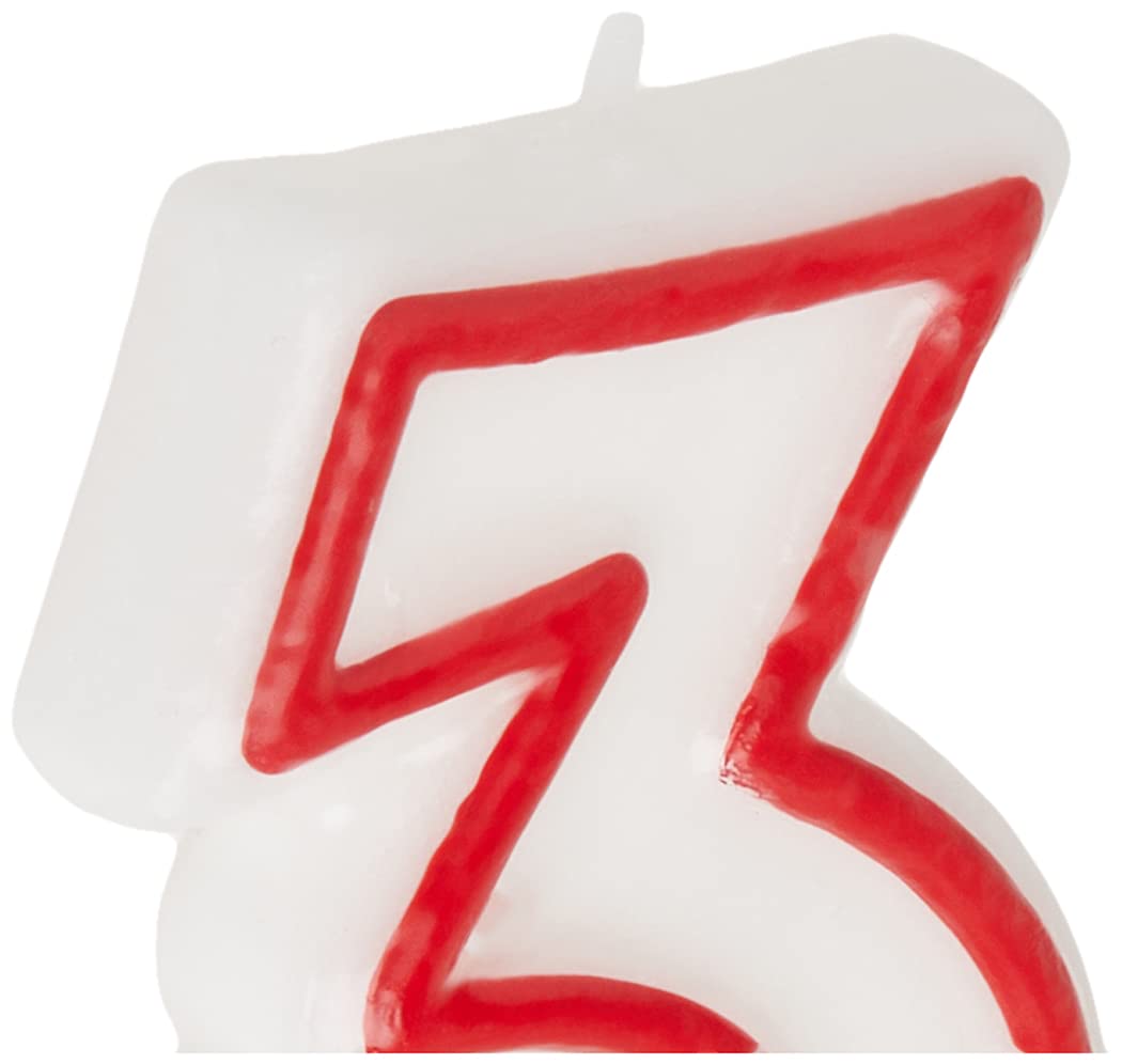 Bougie d'anniversaire en forme de chiffre 3 - Rose - 7 cm[807