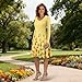 Viewamoon Sunflower Dress Yellow Long Sleeve Fall Dresses Fashion Mother Daughter Matching Dresses Casual Crewneck Knee Length Swing Dress for Travel Park Outdoor