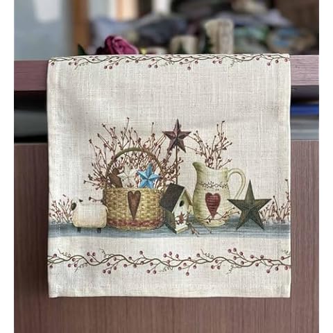 EZ.enjoy Table Runner Country Stars Rectangle 70 X 13 Inch Table Setting Decor for Garden Farmhouse Wedding Party Holiday Dinner Home Decoration Everyday Cotton Linen Cover