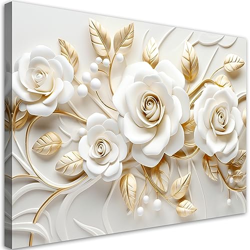Feeby Impression sur Toile Intissee Fleurs 3D Motif floral 60x40 cm 1 pièces Tableaux Image Déco...