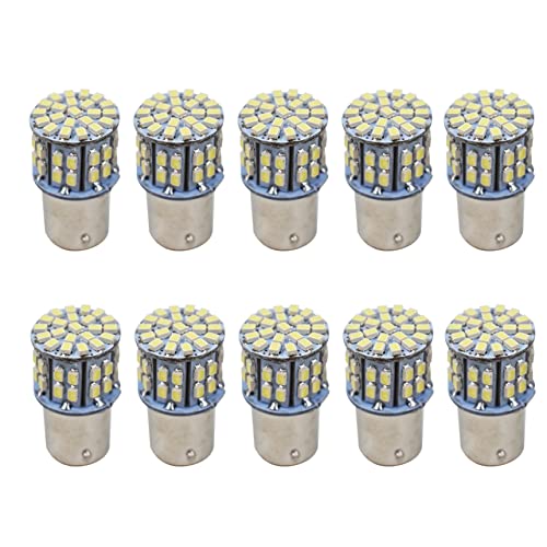 RainMan S 10pcs Bright 400LM 1157 BAY15D 7528 1016 1034 50-SMD 1206 6000K White LED Bulbs Car Rear Turn Signal Lights Interior RV Camper Parking Light Bulb 12V