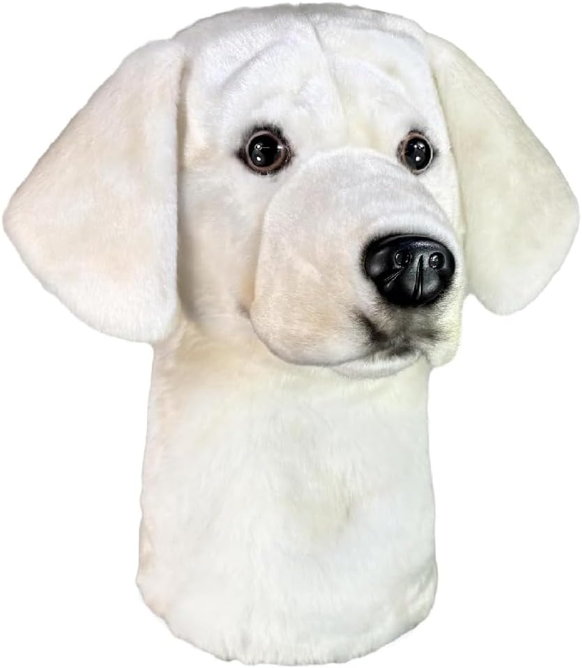 Dog Golf Club Head Covers Neutral Palette for Adult Collectors Stuffed Cute Dog Plush (White Labrador)