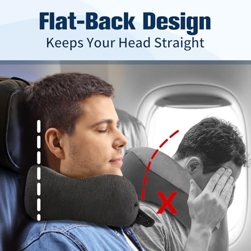 Image of Cirorld Neck Pillow for Traveling, Travel Pillows for Airplanes,100% Pure Memory Foam Travel Neck Pillow, Adjustable Flight Pillow, Portable Plane Accessories with Eye Mask, Earplugs, Carry Bag