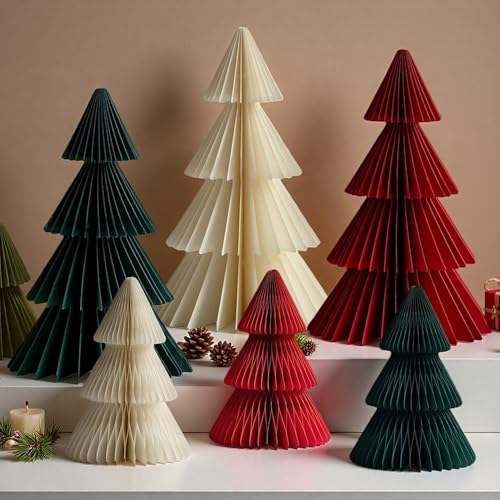 6 Stücks Papier Weihnachtsbaum Tannenbaum Waben Deko Tanne...