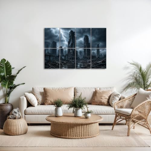 8 Pack de Paneles Acústicos Artísticos para Absorción de Sonido con Diseño de Paisaje Post Apocalíptico Decorativos para Estudio de Grabación en Casa 48"x32" miniatura 5