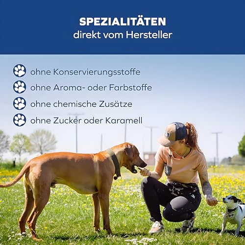 Tiernahrung Schwenner Rinderdörrfleisch für Hunde - 30 cm leckere Kaustangen für Hunde aus Trockenfleisch 1000g