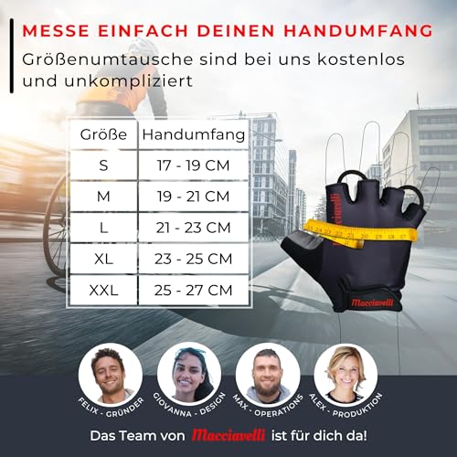 Foto von MACCIAVELLI Fahrradhandschuhe Herren Damen - Halbfinger MTB Fahrrad Handschuhe - Sommer Radsporthandschuhe für Mountainbike, Rennrad & Downhill