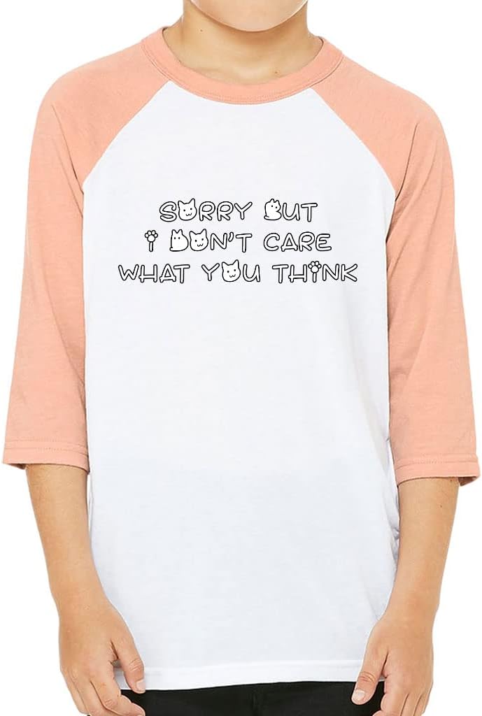 I Don't Care What You Think Kids' Baseball T-Shirt - Art 3/4 Sleeve T-Shirt - Funny Baseball Tee