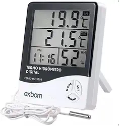 Termômetro Digital E Higrômetro Para Medição De Temperatura e Umidade Do Ar Máxima/Minima Com Relógio Digital Para Freezer Geladeira Aquario Chocadeira Empresarial Cabo Linha de Qualidade Premium