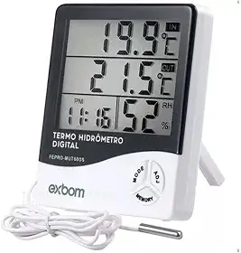 Termômetro Digital E Higrômetro Para Medição De Temperatura e Umidade Do Ar Máxima/Minima Com Relógio Digital Para Freezer Geladeira Aquario Chocadeira Empresarial Cabo Linha de Qualidade Premium