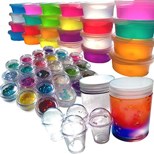 seasta ママが休める二人で遊べるスライム セット 24色 蝶 星 ラメパウダー ラメグリッター 24種類 スライム キット 粘土 型 付属