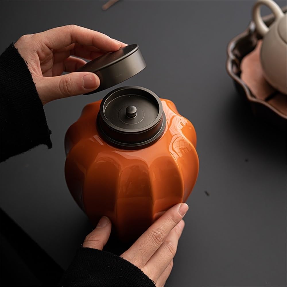 Kanister für Tee, Kaffee und Zucker Keramik-Vorratsdose for losen Tee for Kaffee, Zucker und Nüsse(Orange)