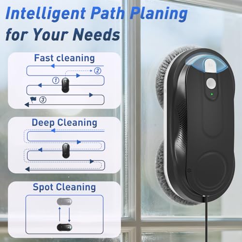 Image of KKI Window Cleaning Robot, Automatic Window Cleaner Robot, Dual Ultrasonic Spray, Max 3200Pa, 3Cleaning Modes & Edge Detection, Remote Control for High-Rise Windows Outside /Inside, Glass Door, X3