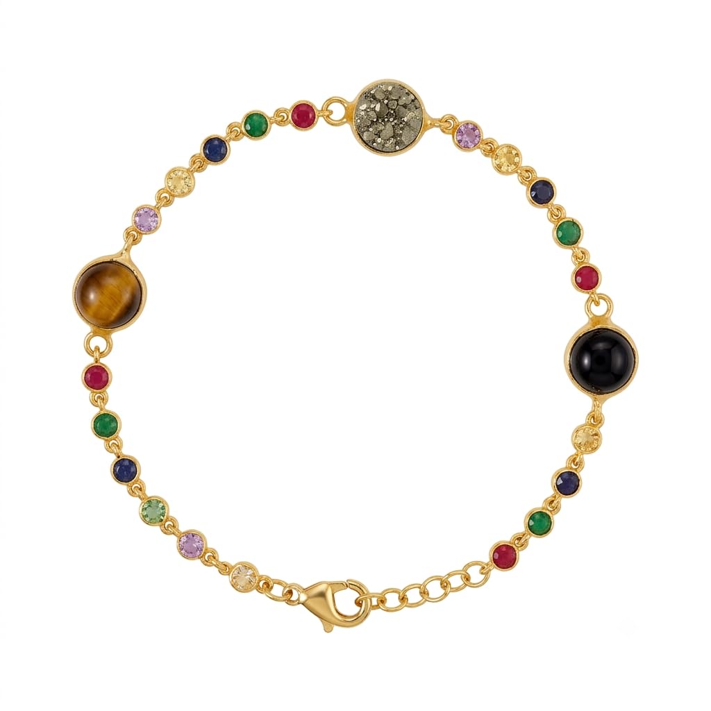 Multi Energy Balance Bracelet | 24K Gold Plated Natural Bead Bracelet | Elegant Daily Wear Jewellery-image-20