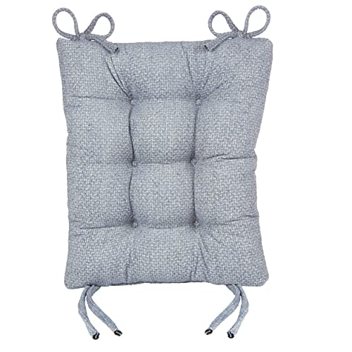 Klear Vu Omega Non-Slip Rocking Chair Cushion Set, Assembled in USA, Thick Padding & Tufted Design, Includes Seat Pad & Back Pillow with Ties, 17x17 Inches, 2-Piece Set, Tyson Delft Blue by Klear Vu - Image 4