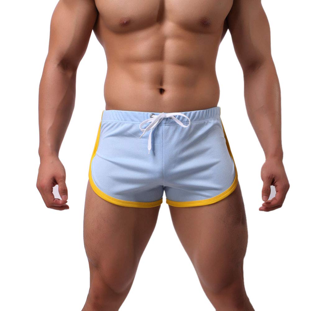 Mens Sexy Built-in Pouch Running Bodybuilding Workout Gym Athletic Shorts