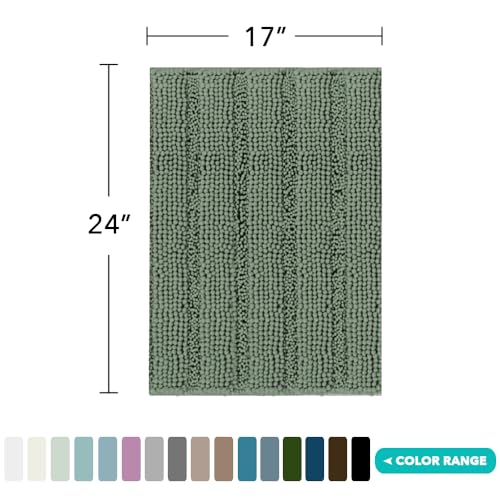 Image of Turquoize Luxury Chenille Bath Rug for Bathroom Rugs Extra Absorbent Bath Mat Non Slip Microfiber Shower Rug for Bathroom Microfiber Shaggy Carpet Rug Size, 17 inchx 24 inch, Green Bay