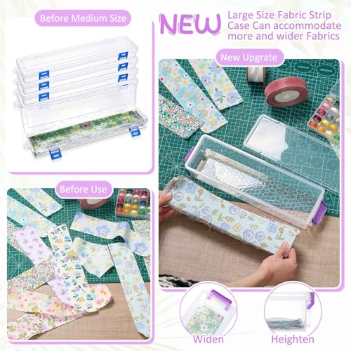 Image of Tioncy 4 Pcs 13 x 4 x 3 in Fabric Strip Case Jelly Cotton Fabric Patchwork Roll Storage Case Bulletin Board Border Bolt Storage Sewing Cloth Box for Cloth Strips Art Craft Organizer (Purple)