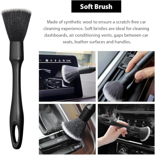 Image of 4 PCS Car Detailing Brush Set for Cleaning Interior or Exterior, Boars Bristle Detailing Brushes, Dusting Cleaning Supplies, Tool for Emblem, Air Vents, Wheels, Leather Upholstery Seat
