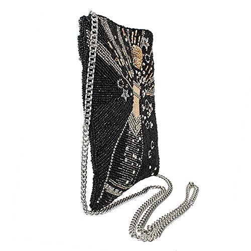 Mary Frances Bubbly Beaded Mini Crossbody Bag with Champagne Motif Novelty Evening Clutch Purse, Black3