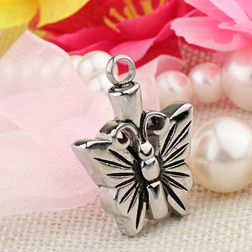 Esquirla Pingente de aço inoxidável com suporte de cinzas borboleta para urna memorial cremação joia