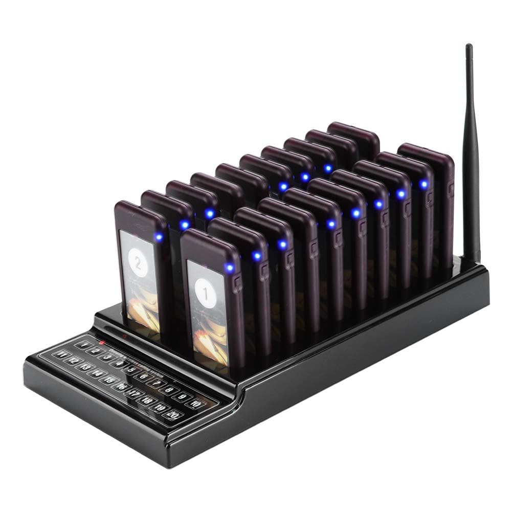 20 Channels Calling System, Restaurant Guest Paging System with Charging Dock and 20 Chargeable Pagers for Restaurant Food Truck Church Hospital-image-46