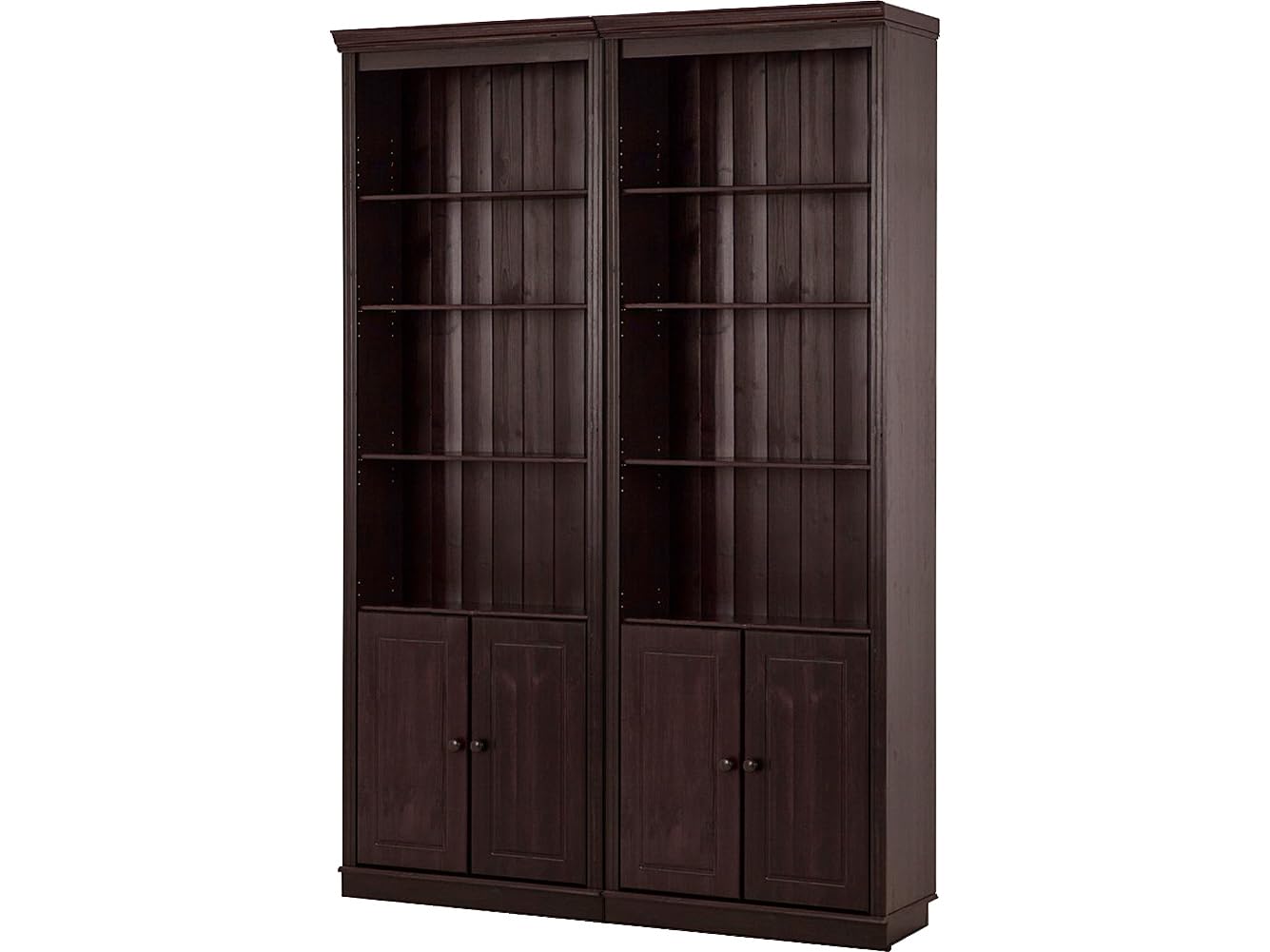 Anita Wall Unit A with 2 Bookcases and 4 Wooden Doors in Havana Lacquer, 148 x 34 x 223 cm (W x D x H)
