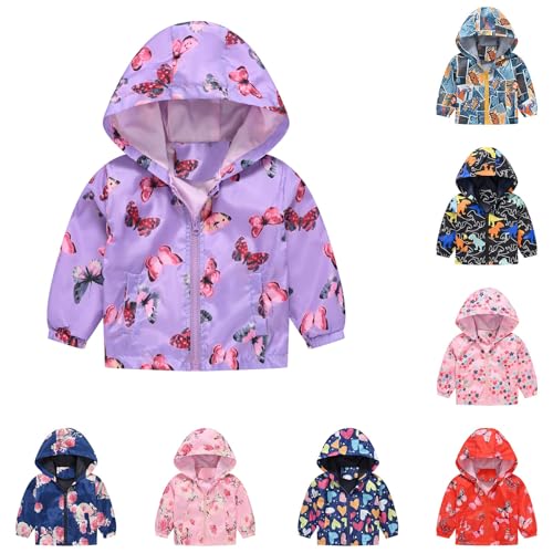 Kids Baby Toddler Girls Cartoon Spring Fall Outerwear Windbreaker Zipper Hooded Jackets Coat Zip Up Trench Outerwear