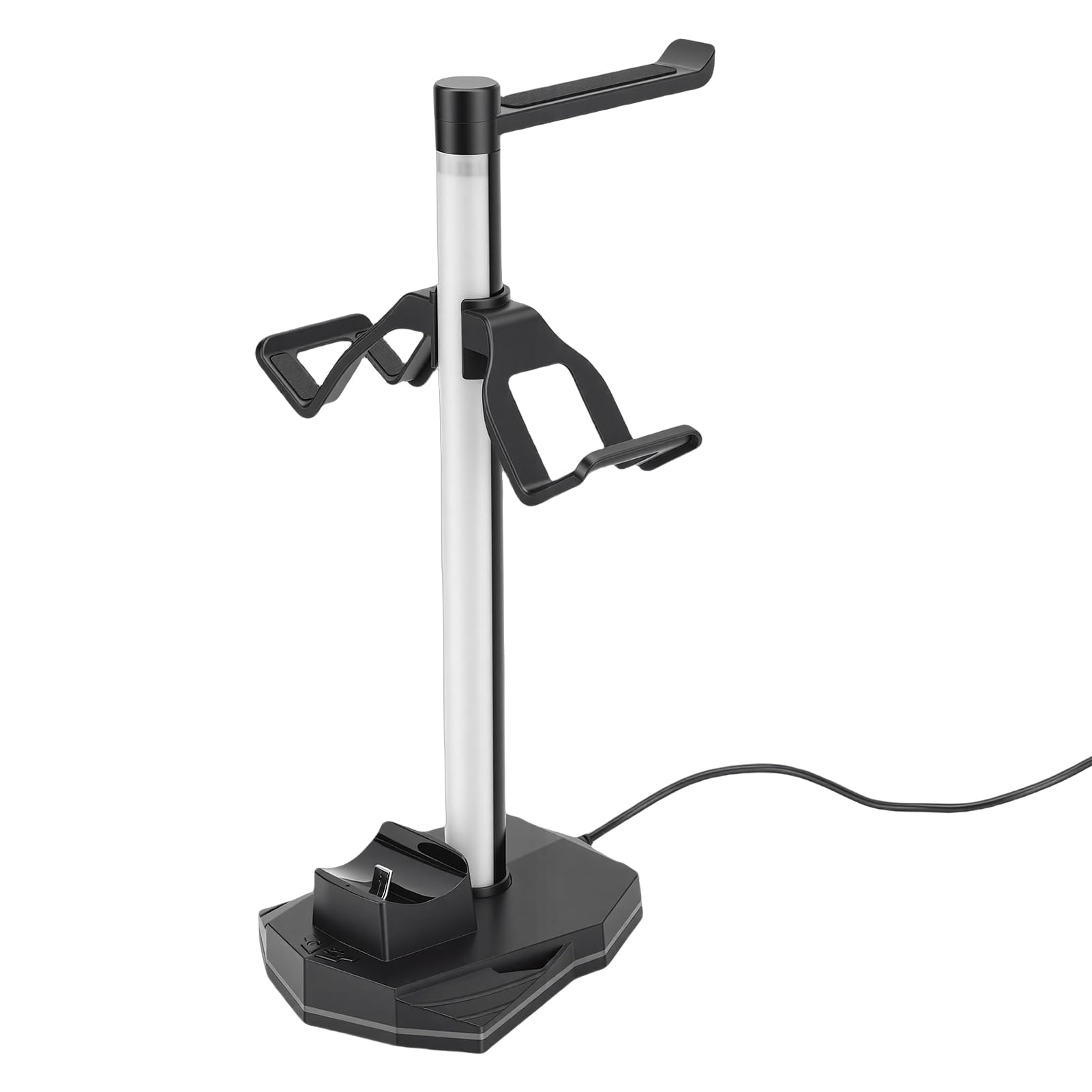 Supporto per Cuffie e Controller RGB, 3 in 1 con Base di Ricarica, Design