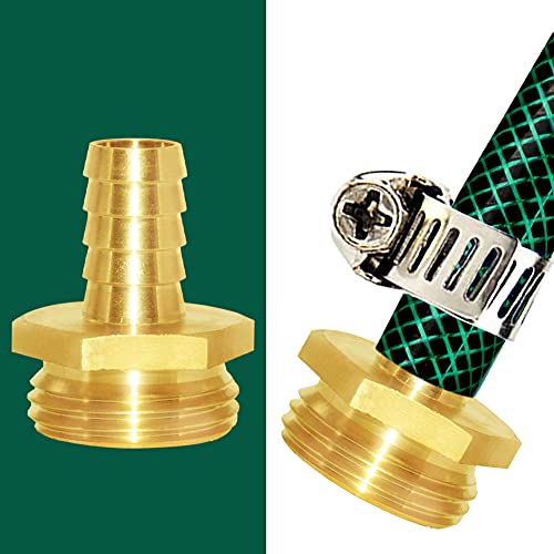 Joywayus Solid Brass Garden Hose Repair Connector With Stainless Clamps 1/2" Barb X 3/4“Ght Thread Swivel Hex Water Pipe Connector Fitting (2 Set) #TOP4