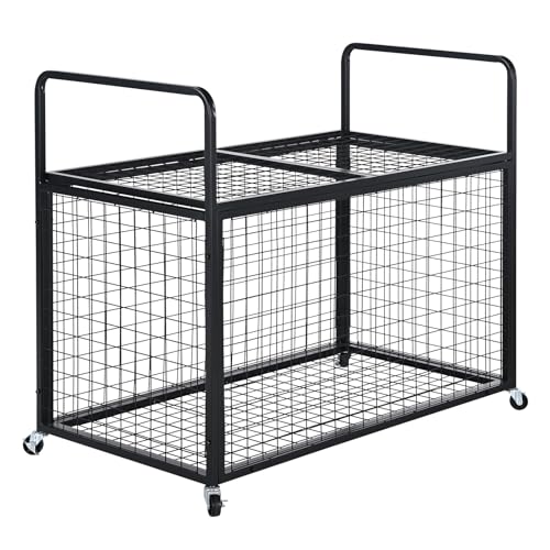 VEVOR Rolling Sports Ball Storage Cart, Lockable Basketball Cage with Double Lids, Sport Equipment Holder Organizer for Indoor Outdoor, Steel Storage Rack for Garages, Playgroup, Gym and Schools by VEVOR - Used condition - Image 9
