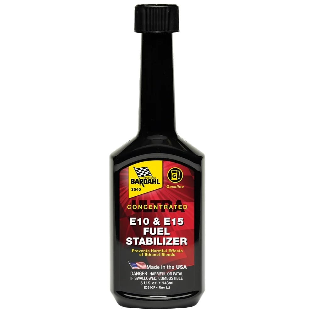 Bardahl E10 & E15 Fuel Stabilizer - Premium Gasoline Stabilizer for Enhancing Vehicle Preformance - Prevents Corrosion, Gum, Varnish, and Sludge - Gas Treatment Stabilizer for Fuel Storage