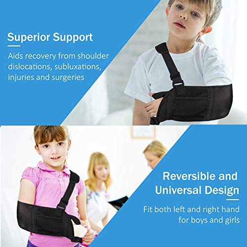 Arm Sling Support Adjustable Shoulder Wrist Elbow Sling, Stabilization for Injured Forearm Supporter Cuff Wrist Elbow Brace Immobilizer Fracture Protector for Child Kids Left and Right Hand