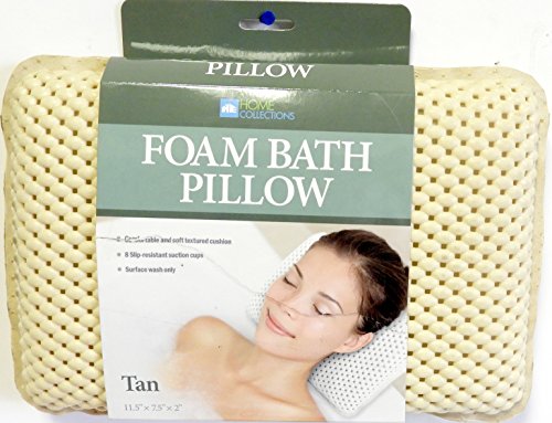 Bath Foam Spa Bath Pillow Featuring 8 Suction Powerful Holding Technology (Tan)