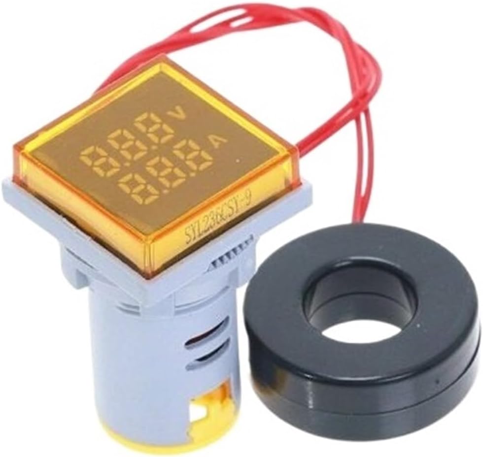 1PCS AD16S-22VA Square LED Digital Dual Display Voltmeter with CT(Yellow)