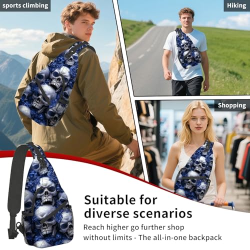 Bolso cruzado para mujer con diseño de calavera azul miniatura 6