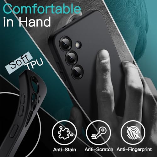Image of JETech Slim Fit Cover Case for Samsung Galaxy S25 5G, Camera Lens Full Protection, Soft TPU Thin Protective Phone Cover with Matte Finish, Shockproof Case (Black)