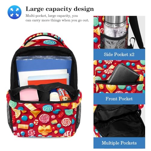 Sac à dos motif bonbons rouges multicolore 2 pièces avec trousse